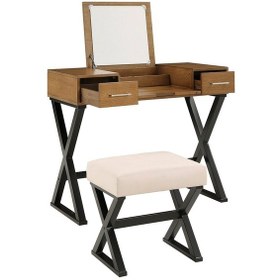 Resim Azure Siyah Metal Kahve Makyaj Masası & Tabure 