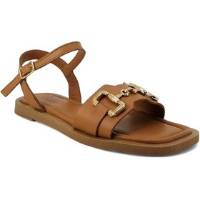 Resim Beety 386 Hakiki Deri Günlük Kadın Sandalet-taba Taba 