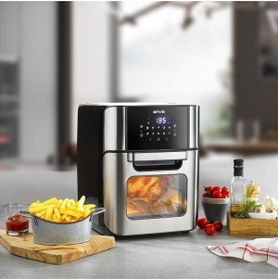 Resim Techno Stock ONVO Ovfry09 Oven Airfryer 12 Litre Multifonksiyonel Sıcak Hava Fritözü & Fırın 221Tseri 