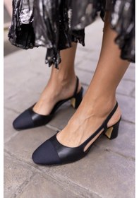 Resim Chal Kadın Sari Kalın Topuklu Sandalet Siyah 