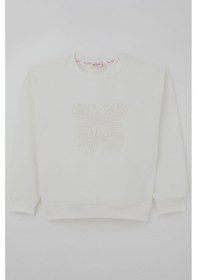 Resim Breeze Kız Çocuk Sweatshirt Kelebek Aplike Nakışlı 8-12 Yaş, Ekru 
