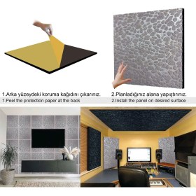 Resim Tink Gri Embos Keçe Ses ve Isı Yalıtım Paneli Taş Desenli 48X48 cm 20 Adet 