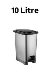 Resim Umbex Pedallı 10 Litre Gri Banyo Mutfak Çöp Kovası Çöp Kutusu Siyah Kapaklı Gri 
