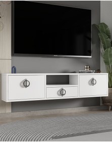 Resim 1322dropct-32 Duvara Montaj Tv Sehpası-beyaz-gümüş Beyaz-gümüş 