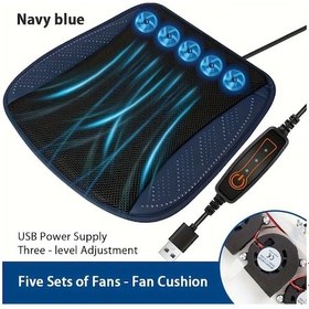 Resim Dashanshop Usb Fanlı Mavi Araç Koltuğu Soğutucu Yaza Özel Nefes Alabilir Otomobil Süngeri 