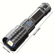 Resim Şarj Edilebilir LED Taktik Fener, Dijital Ekran, 70X Teleskopik Zum, USB Type-C Hızlı Şarj, 18650 Lityum Batarya, Taşınabilir Acil Durum Feneri 