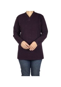 Resim Kadın Vyaka Kapalı Üç Düğmelı Kalın Kışlık Anne Bluz Mor 
