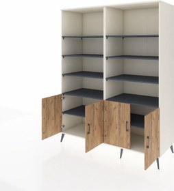 Resim Kronos Gardrop 10 Raflı 4 Kapaklı 176x59x221 Aytaşı-çam/antrasit Beyaz 