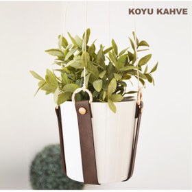 Resim Balkon Salon Için Deri Dekoratif Çiçek Saksılık Ve Çiçeklik Saksı Ahşap Bambu Hasır Uyumlu Sehpası 