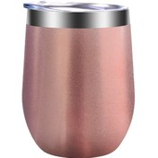 Resim Ximistore9 Parlak Gül Altını 12 Ons Vakumlu Çift Kat Paslanmaz Çelik Termos Bardak - Db003 