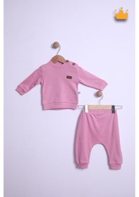 Resim Babyhola Kız Erkek Bebek Takım Pamuk Düğmeli Sweat Düğmeli Alt Üst Takım 236312 Gül Kurusu 