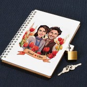 Resim Kırmızı Laleler ve Aşkımız Karikatürlü Kilitli Defter 