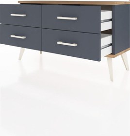 Resim Arges Şifonyer 4 Raflı 88x30x48 Antrasit-çam/antrasit Çam/antrasit 