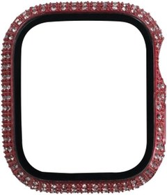 Resim Zore Apple ile uyumlu Watch 7 45mm Watch Gard 24 Kenarları Taşlı Sert PC Kasa Ve Ekran Koruyucu Pembe 