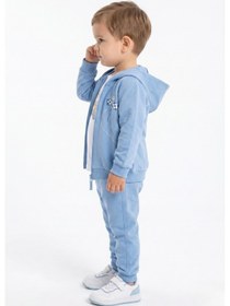 Resim Toontoy Kids Toontoy Erkek Çocuk 3'lü Eşofman Takımı Uzun Kollu Bisiklet Yaka Nakışlı T-shirt - Kapüşonlu Fermuarlı Hırka- Beli Paçası Lastikli Eşofman Altı 25044 Mavi 