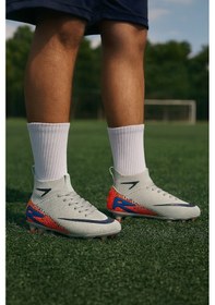 Resim Çoraplı Krampon Futbol Ayakkabı Gri 