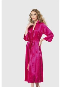 Resim Ahu Aria's Closet Vişne Uzun Saten Sabahlık Vişne 
