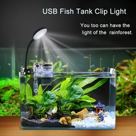 Resim 1/2 Siyah USB Akvaryum LED Işığı, Dekoratif Hidroponik Bitkiler için Klipsli Mini Lamba, Çoklu Modlar ve Ayarlanabilir Tam Spektrum Parlaklık Özellikleri, 5V Pil Paketi İçermez 