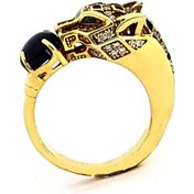 Resim Mavi Zirkon Taş Detaylı Kaplan Figürlü Italyan Tasarimi Gümüş Üze 17 