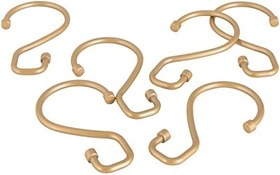 Resim Bath Bliss 12'li Paket Duş Perdesi Halkaları | Boyutlar: 7,9 cm x 1,8 cm x 0,6 cm | S Şekilli Tasarım | Standart Boy Duş Çubuğuna Uyar | Kurulumu Kolay | Saten Altın 