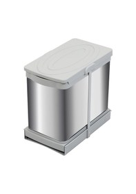 Resim P-9455 12+12 Litre Gri Teleskopik Raylı Paslanmaz Çöp Kovası P-9455 Antrasit - Gri 