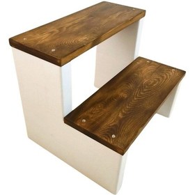 Resim İki Basamaklı Ahşap Tabure Ahşap - Beyaz 