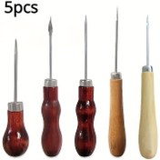 Resim 5 adet Ayakkabı tamir bıçağı kırmızı ahşap saplı bıçak deri örgü ahşap saplı çift tek kaba bıçak deri delme veya DIY el yapımı için uygun 