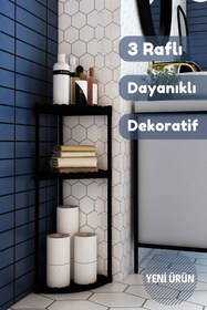 Resim Armarks 3 Katlı Köşeli Banyo Rafı, Banya Rafı, Banyo Düzenleyici, Banyo Organizeri, Plastik Organizer 