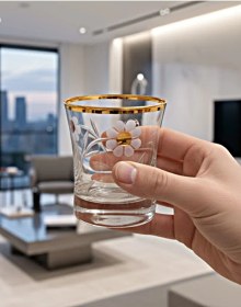 Resim Paşabahçe Azur Clover Gold 6'lı Su Bardağı 240 Cc - Altın Dekorlu Şık Cam Set Gold - Şeffaf 