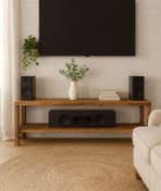 Resim pinoxi Ahşap Tv Sehpası Tv Ünitesi Tv Stand Eskitme Ceviz Renk 