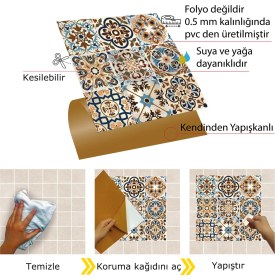 Resim Tink Kendinden Yapışkanlı Tezgah Arası Kaplama Fas 019 Karma Desenli Pvc Karo 30X30 cm (56 Adet) 5m2 