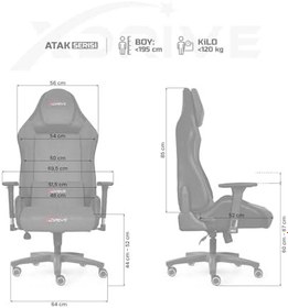 Resim xDrive Atak Profesyonel Oyuncu Koltuğu Gri/Siyah 3D Ayarlanabilir Kolçaklar Çift Mekanizma Sistemi 
