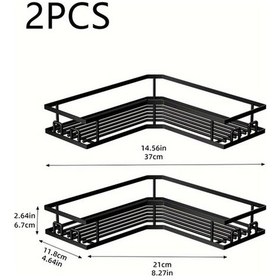 Resim Primepickings 2 Parça Set Köşe Yapışkanlı 3 Parça 2 Parça Banyo Kutusu Sabunluk Deliksiz Duvara Monte Banyo Rafı 130 x 170 MM 