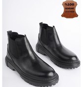 Resim Muggo Thor Garantili Hakiki Deri Kalın Taban Erkek Kışlık Chelsea Bot Siyah 