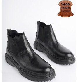 Resim Muggo Thor Garantili Hakiki Deri Kalın Taban Erkek Kışlık Chelsea Bot Siyah 