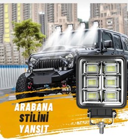 Resim MİRCAR Off Road Geniş Açı 4 inç 48 Led 144 WATT 12 24v Projektör Çalışma Sis Lambası Kare led 