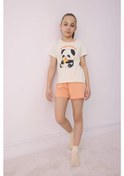 Resim DeFacto Kız Çocuk Pijama Takımı Kısa Kollu Üst Esnek Belli Şort E6428A825HSER85 