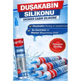 Resim Sortfix Duşakabin Silikonu - Suya Neme Küfe Dayanıklı Sızdırmazlık 320gr S-87 