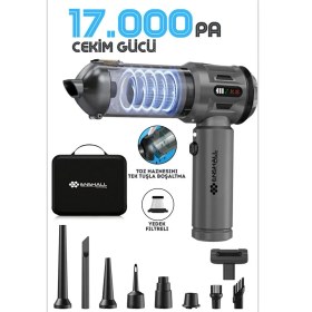 Resim Enshall Ultra Güçlü Göstergeli 17.000PA Çantalı Araç İçi Şarjlı Süpürge 