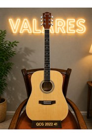 Resim valares QA2022-41 41” Akustik Gitar Sap Ayarlı Köşe Korumalı Gloss Natural Full Set Hediyeli 