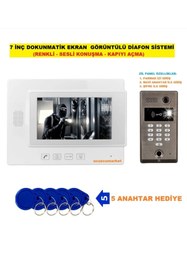 Resim Uygun 7 İnç Dokunmatik Ekran Görüntülü Diafon Sistemi (Renkli+Sesli Konuşma+Kapı açma) 