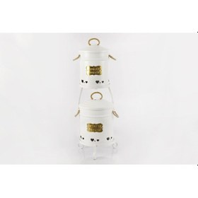 Resim 2 Katlı Ekonomik Boy Metal Stand Patates Soğan Kovası Beyaz 1041 