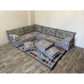 Resim Coton Şark Köşesi Anadolu Desenli 20cm Minder Takımı Gri 