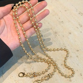 Resim Şık 109.22cm Altın Tonlu Ayrılabilir Omuz Askısı Yuvarlak Top Zincir Bağlantılarıyla - Crossbody & Tek Omuz Çantaları için Mükemmel, Dayanıklı Demir Yapı, DIY Cüzdan Yapımı 