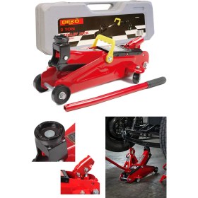 Resim Deko Turkey Çelik 2 TON/2000KG Arabalı Tekerlekli Hidrolik Kriko Plastik Taşıma Çantalı 2 Yıl Garantili Max 33CM 