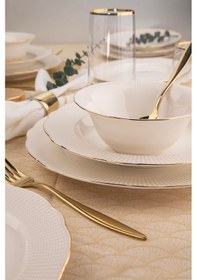 Resim Kütahya Porselen Bone Ilay 26 Parça 6 Kişilik Yemek Takımı Altın File 