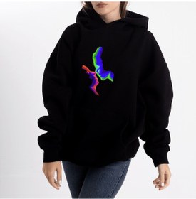 Resim Unisex Two Face Kapüşonlu Sweatshirt Siyah 