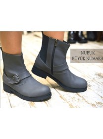 Resim Costo Shoes K313-1 Gri Yağlı Deri Büyük Numara Kadın Botları 