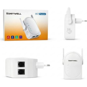 Resim Uniywell Wi-Fi Repeater 300 Mbps Kablosuz Ağ Genişletici - Çift Antenli, WPS Destekli Sinyal Güçlendirici (Menzil Arttırıcı) 