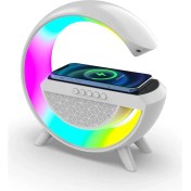 Resim Fogy Bluetooth Hoparlörlü Kablosuz Şarj Özellikli Rgb Gökkuşağı Masa Lambası Gece Lambası 